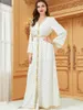 Ethnic Clothing Autumn Muslim V-neck Dress Women Abaya Turkey India Abayas Dubai Arab Vestidos Morocco Party Dresses Kaftan Gown Robe 2024