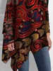 Dames Grote maten blouse met onregelmatige zoom Herfst Winter Mode Retro T-shirt met lange mouwen Coltrui Casual Los Asymmetrisch Top 240124