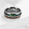 Band Rings Stripes Tungsten Steel Wood Ring Opal Shell For Men Women Hip Hop Fashion Fine Jewelry Will And Sandy Drop Delivery Dhips