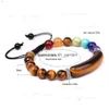 Bärad naturstenbryggarmband flätad sträng justerbar ädelsten ametyst tiger eye agate onyx yoga 7 chakra pärlor armband dhelq