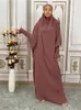 Ethnic Clothing Eid Hooded Muslim Women Dress Nida Prayer Garment 2 Piece Jilbab Skirt Set Abaya Long Khimar Ramadan Gown Islamic Clothes