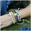 Charm Bracelets Colorf Weave Mti Layer Wrap Wood Beads Adjustable Bracelet Wristband Bangle Cuff Women Men Fashion Jewelry Will And Dhwnt