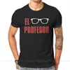 Homens Camisetas O Professor Gola Redonda Camiseta Money Heist La Casa de Papel El Professor Série de TV Puro Algodão Camisa Original Homens Roupas