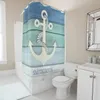 Distressed wooden anchor retro marine life nautical theme shower curtain bathroom curtain with hook bathroom curtain l220cm 240131