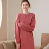 Vestidos casuais 2024 high-end inverno cashmere suéter longo vestido mulheres moda feminina de malha solta grande tamanho o-pescoço pulôver