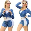 Women's Tracksuits 2024 designer Q6015 Womens Autumn casual printed jacket with a two-piece hooded set in 3 colors