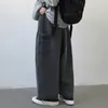 Mäns jeans japansk stil manlig casual byxor grå svart löst passande orolig 2024 bred ben denim jogger kläder