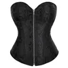 Bustiers & Corsets Women's Black Embroidery Corset With Zipper Jacquard Floral Lace Up Boned Overbust Waist Trainer Lingerie Top Bustier