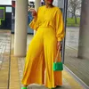 Ethnic Clothing African Women Abaya Muslim Summer 2 Piece Outfits Set Long Sleeve Tops Wide Leg Loose Pants Suits Islamic Dubai Kaftan