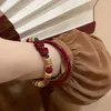 Bangle Wanzhi Coco Shell Vermilion Frisado Pulseira Para Mulheres Design Retro Moda Alta Elegante Versátil Jóias 2024 Anos