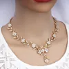 jiayijiaduo Klassisches Brautschmuck-Set für Damen, Kleider, Accessoires, kubische Halskette, Ohrringe, goldfarben, Hochzeit, 240202