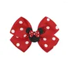 Hårtillbehör Ribbon Bowknot Clips For Girls Red Pink Dot paljett Bågar Hårnål Barrettes Gold Snap Clip Kids Fashion