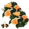 Dekoracyjne kwiaty 2 szt. Symulowane kubek różowy świecznik Garland (styl 8 (zimno żółty)) Pierścienie stożkowe Kwiatowy filar wieńca