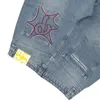 Женские джинсы с вышивкой, прямые широкие мужские и уличные брюки 2024, повседневные простые мешковатые брюки с буквами Харадзюку Y2k