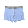 Underpants 1 PC Solid Men Panties 속옷 땀 흡수 브리핑 여분의 부드러운 고도로 탄성 U가 볼록한 남성 복서 반바지