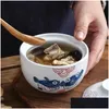 Bowls Japanese Ceramic 4.25Inch Stew Pot Bowl With Lid Steam Egg Soup Small Steaming Cup Slow Cooker Home Restaurant Tableware Drop De Oth18