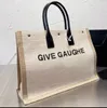 最高品質の高級デザイナートートバッグレディースハンドバッグRive Gauche Shopping Totes Purse Summer Raffia Linenビーチショルダーバッグ旅行クロスバッグ