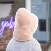 Beralar Kış Kürk Kapı Eşarp Seti Kadınlar İçin Kapüşonlu Kaşmir Boyun Sıcak Balaclava Kayak Rüzgar Geçirmez Şapka Kalın Peluş Kabarık Beanies Hood