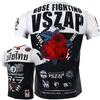 Męskie koszule vszap róża krótkie rękawy szybkie ubrania suszenia trening elastyczna koszulka Muay thai MMA Sports Fights Boks Casual Bieg