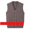 Haute qualité épaissi pur cachemire Cardigan gilet hommes pull tricoté en vrac décontracté col en v sans manches grande taille S-5XL 240129