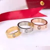 Anéis de banda 5mm clássico chave de fenda amor anel moda designer unhas diamante para mulheres chapeamento de luxo 18k ouro 316l titânio aço golpe ot935