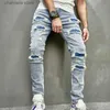 Männer Jeans Neue Männer Löcher Beiläufige Dünne Jeans Hosen Streetwear Männliche Stilvolle Zerrissene Solide Hip Hop Dünne Denim Hosen T240205