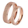 Cluster Rings Fashion Women Men Color Rose Gold Titanium Steel Round Frosting Wedding Band Jewelry