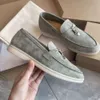 Designer Luxe Loro schoenen Tod LP -schoenen voor damesheren Hoge kwaliteit Kasjmier lederen man Loafers Hoge elastische rundvlees pees bodem mode casual platte hielschoen