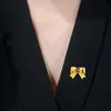 Plated Gold Bow Brooch Collar Pin Copper Decoration Chest Flower Anti Glare Cardigan Pin Buckle Versatile Decoration Accessories