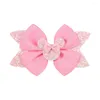 Hårtillbehör Ribbon Bowknot Clips For Girls Red Pink Dot paljett Bågar Hårnål Barrettes Gold Snap Clip Kids Fashion