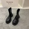 Buty na platformie okrągłe palce zamek błyskawiczny wiosenny jesienna moda kostka botynki de Mujer Chelsea Bottines 240202