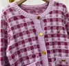SL6268 blusas de luxo femininas O Neck manga comprida xadrez cardigan designer suéter feminino Roupas