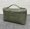 Luksusowa torebka damska LP19 Worka wieczorowa Loro Piano Designer Crocodile Wzór Cowhide Sprzęgło Portfel Vintage Crossbody ramię