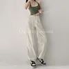 Women's Pants American Pleated TVVOVVIN Drawstring Wide Leg Cargo High Waist Loose Relaxed Slim Strap Straight 08LY