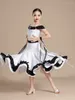 Scene Wear Children White Ballroom Dance Competition Dresses Off-Shoulder Tango Clothing Two-Piece Girls Waltz Practice VDB7978