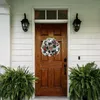 Couronne de fleurs décoratives de noël, baies, faites à la main, pour porte d'entrée, rustique, floquée avec des décorations extérieures mixtes