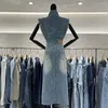 Casual Dresses Retro Distressed Raw Edge Sleeveless Denim Dress Women's Summer Fashion Slim High Waist Split Long Women Clothing