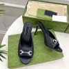 New Style High Heel Slippers With Diamond Buckle Designer Women Slippers Summer Patent Leather Sexy Fashion Sandals Thick Heel 8cm Comfortable Top Quality