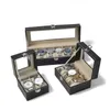 Eleganckie pudełko na organizator ze zegarek z skórzaną wykończeniem eleganckie pudełko zegarkowe z zamkiem i kluczem do bezpieczeństwa 240124