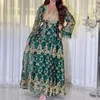 エスニック服の本物の写真サウジアラビアのイスラム教徒の女性のためのドレスo-首の長袖女性スカート女性機会ドレスアウトウェア2024