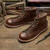 High Quality Men Work Boots Genuine Leather Retro Handmade Ankle Boots Men'S Winter Boots Classic High-Top Male Shoes 240126