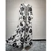 Ethnic Clothing Ramadan Abaya Women Muslim Floral Print V-neck Maxi Dress Turkey Arabic Kaftan Islamic Eid Party Gown Dubai Jalabiya Caftan