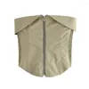 レディースパンツトラフ夏の薄いレトロジップポケットズボンファッションアーミーグリーンハイウエストスウェットパンツストリートカーゴY2K