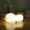 Night Lights Duck Light Kids Lazy Lying Flat Multi-Color Tap Lamp Rechargeable With 3 Brightness For Baby Nursery Bedside