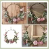 Decorative Flowers Artificial Garland Hoop Wreath Front Door Dried Creative Pendant