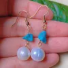 Dangle Earrings Natural White Round Shell Pearl Blue Turquoise Gold Gift Party Year Diy Lucky Classic FOOL'S DAY Holiday Gifts