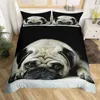 Ensembles de literie Cartoon Pug Dog Housse de couette Couette douce pleine taille pour garçons filles chambre 2/3 pièces avec taies d'oreiller