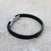 Charme Pulseiras Estilo Clássico Pulseira Preto Punk Borracha Silicone Barra de Aço Inoxidável Homens Wumen Bangles Pulseras Hombre Caucho