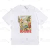 Rhude t-shirt de styliste pour hommes, surdimensionné, tissu lourd, robe de couple, haute qualité, ample, Simple, imprimé monogramme, unisexe