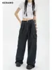 Autumn Women Harajuku Cargo Baggy Blue Jeans Streetwear Hip Hop Oversize Casual Wide Leg Vintage Demin Pants Y2k Loose Trousers 240201